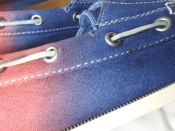 Polo Ralph Lauren USA Merton Boat Shoes Hombre Blue Red Tie dye Canvas Mens 11.5